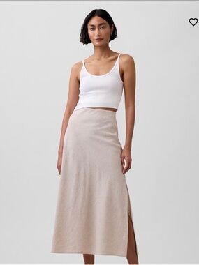 GAP Cream Maxi Slip Skirt with Side Slit